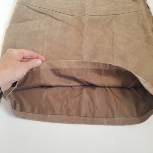 NEW Dictionary Brand Leather Suede Mini Skirt Lined Side Zip Western Cowgirl - Picture 2 of 7